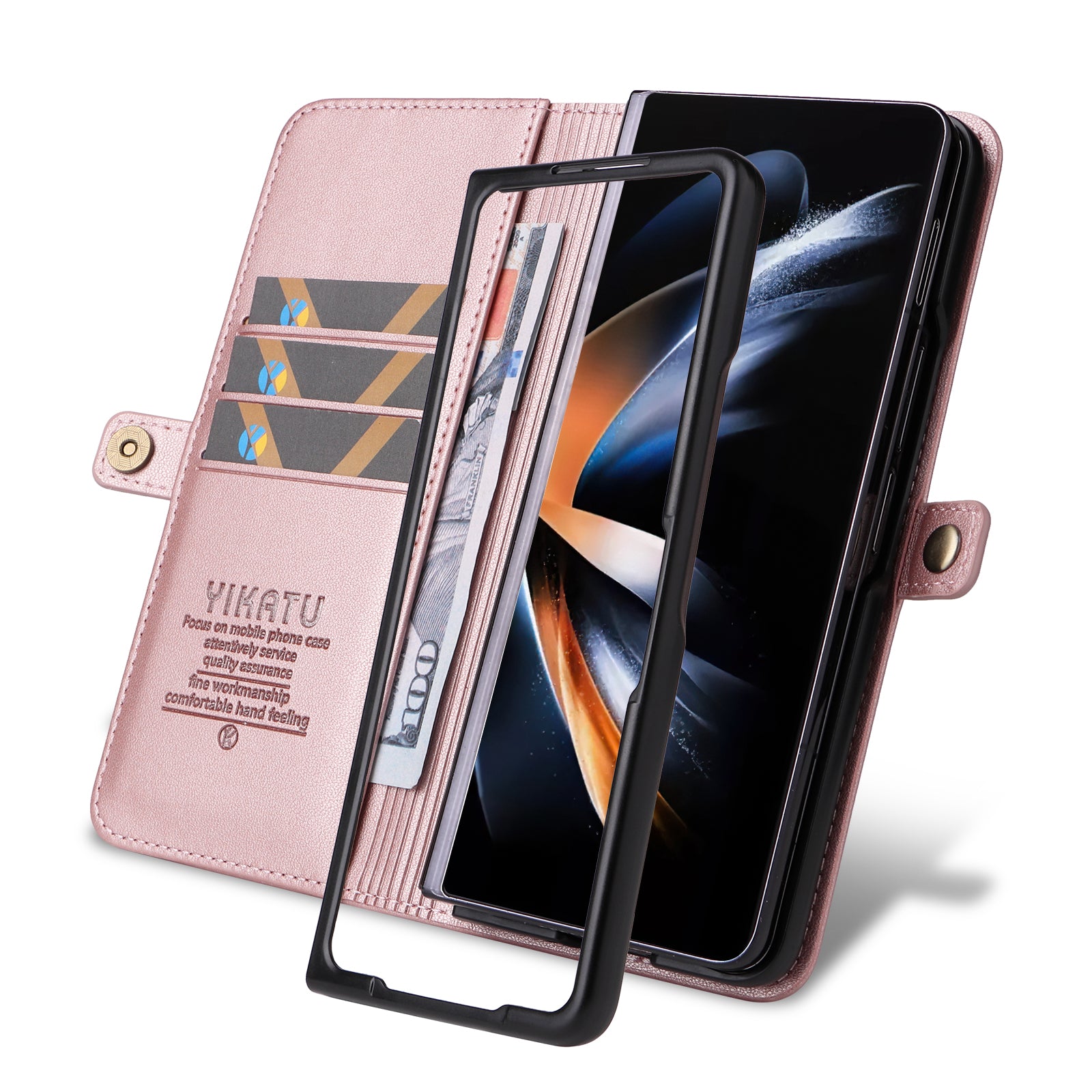 YIKATU YK- 001 for Samsung Galaxy Z Fold6 5G Case PU Leather Strong Magnetic Flip hone Cover - Rose Gold YIKATU YK- 001 for Samsung Galaxy Z Fold6 5G Case PU Leather Strong Magnetic Flip hone Cover - Rose Gold